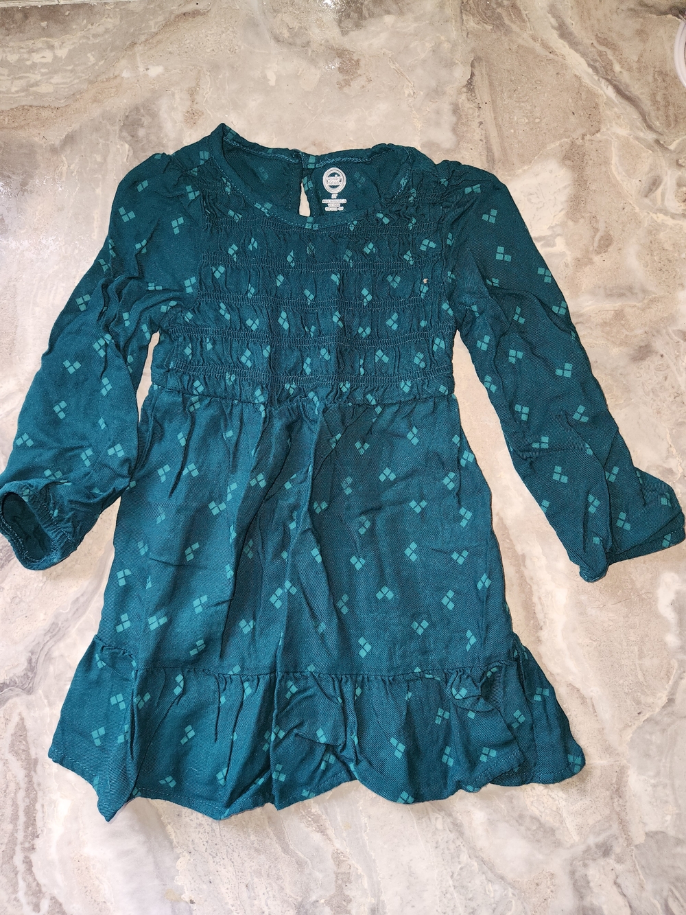 wonder nation Teal Green Patterned Long Sleeve Dress